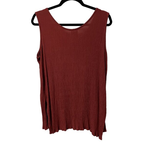 JACQUE & KOKO TANK TOP TEXTURED SIDE SLIT STRETCH SIZE18/20 BURGUNDY MINIMALIST - Picture 2 of 8